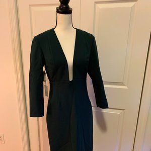 NWT Aritzia Babaton Forest Green Plunge Masu Dress Size 4